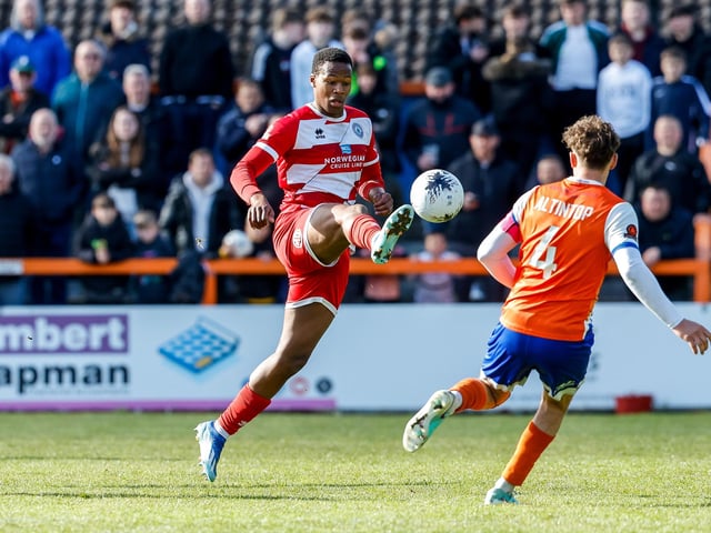 Action from Eastbourne Borough's final-day 3-2 win at Braintree - the Sports have stayed up with six points to spare