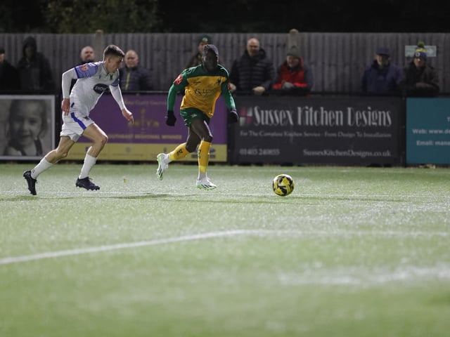 FA Trophy action between Horsham and AFC Totton
