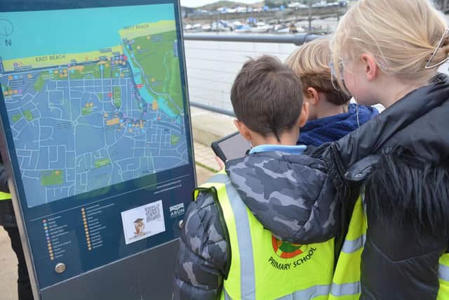 River Beach Primary School pupils testing the new interactive tool