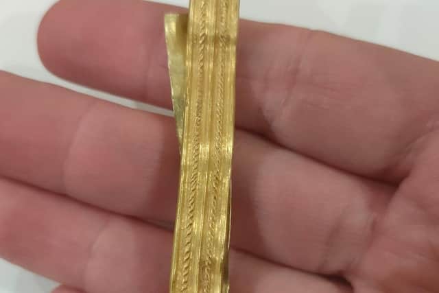 Amanda and Rowan Brannan from Bognor discovered a gold Roman bracelet during a walk in the Pagham area