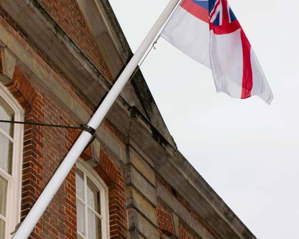 White Ensign flying on Park House in Horsham