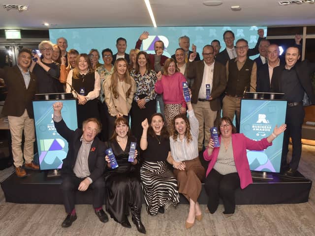 Winners and sponsors celebrate at the end of the 2025 awards. Picture: Sarah Standing (031125-1956)
