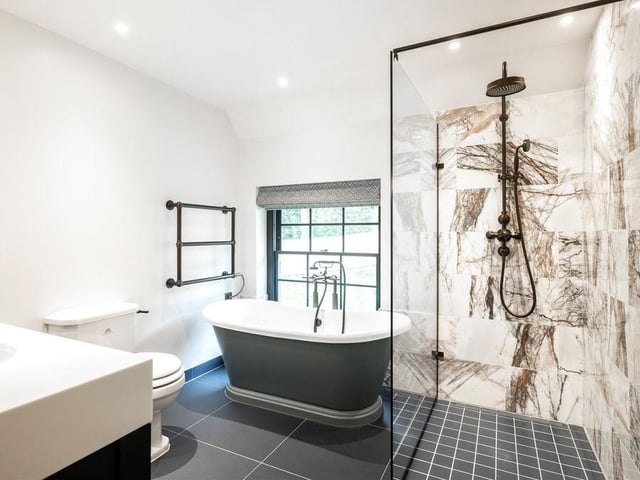 The property has three bathrooms