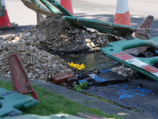 A Worthing resident put rubber ducks into a pond created by a water leak in Worthing