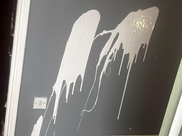 A further photo sent after Maguire had thrown paint on the walls