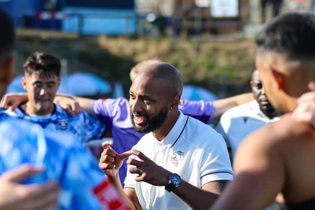 Craig Nelson talks to the team after the win over Whyteleafe | James Boyes