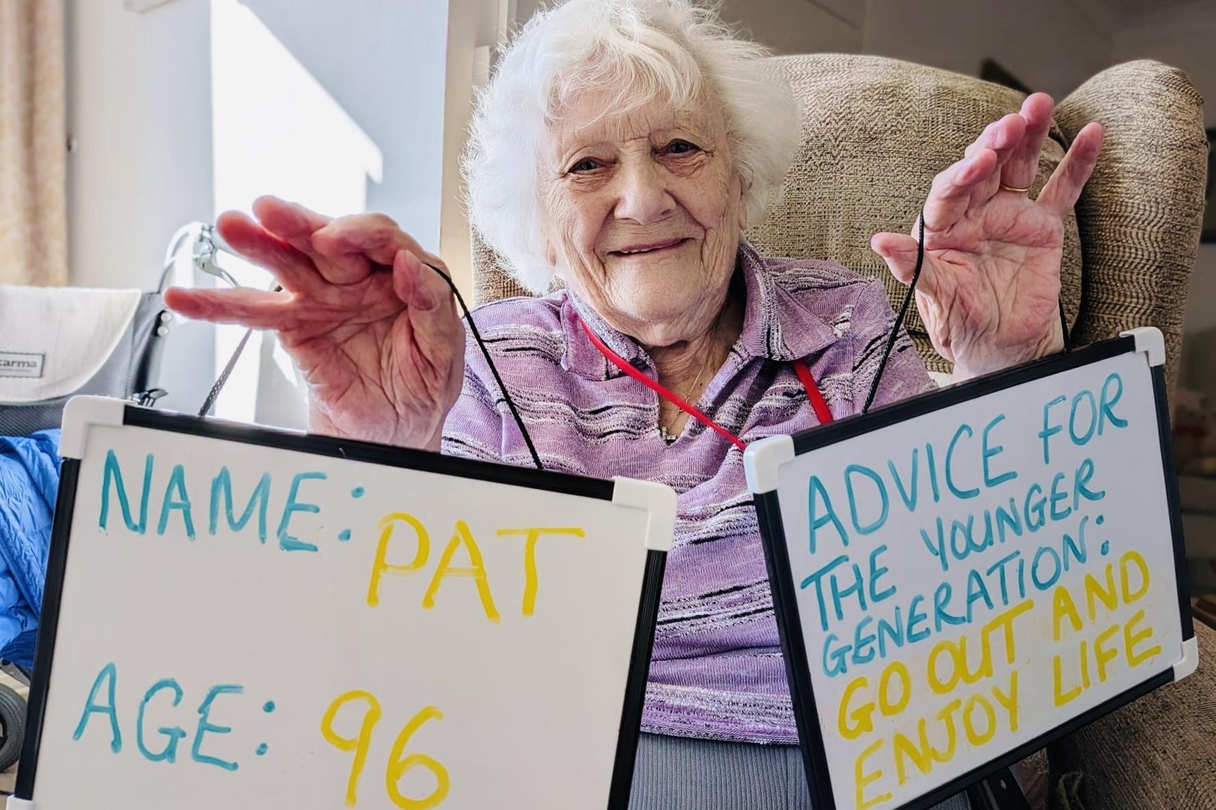 Pat, 96, is all for going out and enjoying life