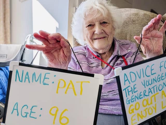 Pat, 96, is all for going out and enjoying life