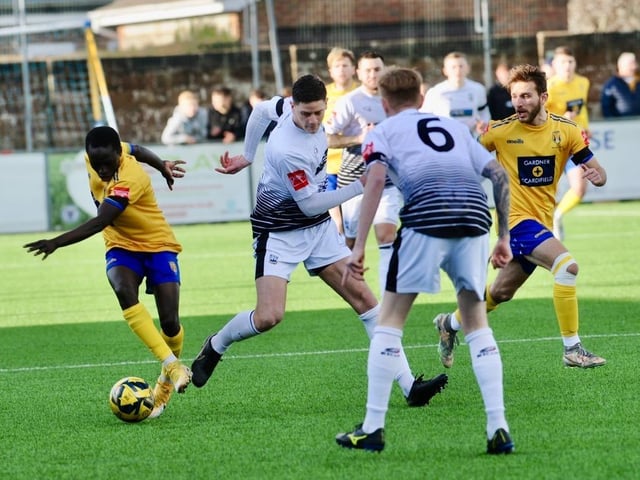 Action, celebration and crowd pictures from Lancing v Littlehampton Town at Culver Road