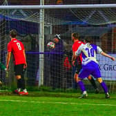 Haywards Heath score one of the three goals that saw off Saltdean | Picture by Ray Turner
