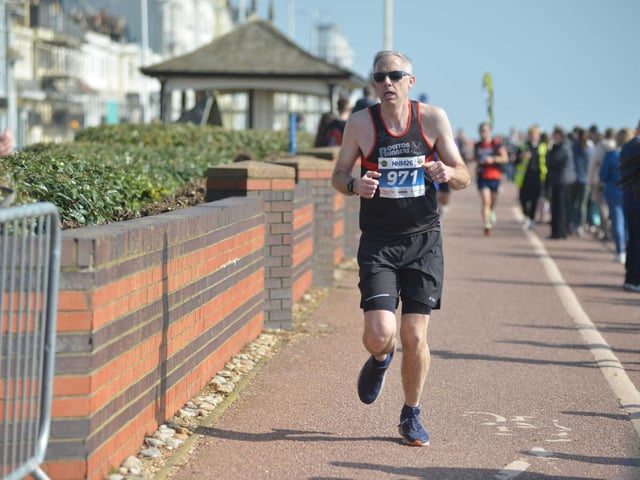 Images from the finish area at the 2026 Hastings Half Marathon
