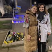 Chair of the Eastbourne branch of the Association of Ukrainians in Great Britain Mariia Savvinova (left) with Eastbourne MP Caroline Ansell (right)