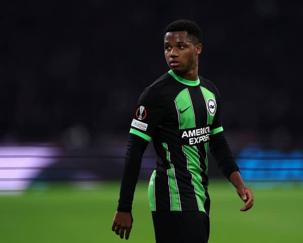 Barcelona loanee Ansu Fati has scored four goals in 17 Brighton appearances – netting in both 2-0 victories against European giants Ajax. (Photo by Dean Mouhtaropoulos/Getty Images)
