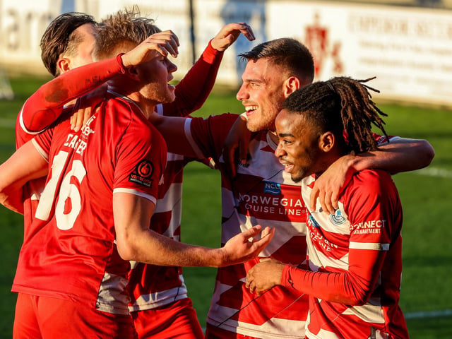 Action from Eastbourne Borough's 2-2 draw at Torquay United in National League South