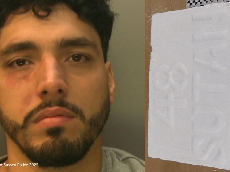 Gianpaulo Bambi has been jailed for six years after officers seized over one kilogram (kg) of cocaine, two kilograms cannabis and over £2,750 in cash from him across two separate incidents. On September 18, 2024, officers stopped a Volkswagen on the A27 Westbound near Hollingbury, Brighton for a faulty brake light. Due to suspicious behaviour, a search was conducted under Section 23 of the Misuse of Drugs Act. Bambi, a passenger in the vehicle was found to be in possession of one kilogram of cocaine and £2,750 in cash which was subsequently seized. He was arrested on suspicion of being concerned in the supply of class A and B drugs, acquiring, using or possessing criminal property, and riding in the front passenger seat of a motor vehicle whilst not wearing a seatbelt. He was charged the next day with possession with intent to supply a class A drug and acquiring, using or possessing criminal property. He appeared in Brighton Magistrates Court on September 20 and was remanded into custody but later granted conditional bail. Then on May 27 this year, officers on a proactive patrol in Brighton observed suspicious behaviour between two men outside of an address. One of those men was Bambi. Officers approached Bambi and noticed a strong smell of cannabis prompting a search under Section 23 of the Misuse of Drugs Act which he resisted. Bambi was found to be in possession of around two kilograms of cannabis, cocaine and a significant amount of cash, and was arrested on suspicion of possession to supply class A and B drugs and obstructing or resisting a constable in execution of duty. At Brighton Magistrates Court on May 28, Bambi was charged with possession to supply a class B drug and obstructing or resisting a constable in execution of duty and remanded into custody. On June 25, 2025 at Lewes Crown Court Bambi pleaded guilty to acquiring, using or possessing criminal property, possession with intent to supply class A and B drugs. Gianpaulo Bambi, 28, of King George VI Drive, Hove appeared at Lewes Crown