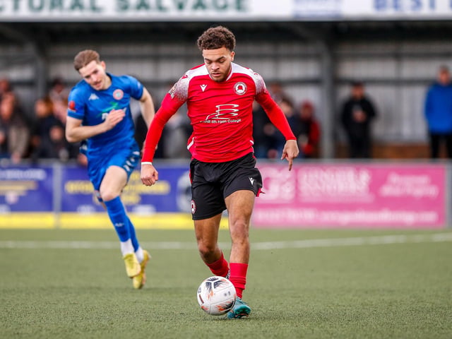 Action from Eastbourne Borough's 2-0 home loss to Worthing in National South