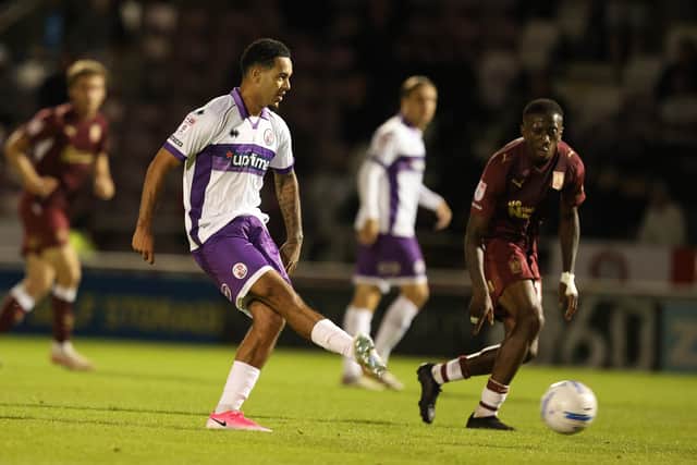 Dion Pereira in action during Crawley Town's League Two clash at Northampton Town. Picture by Pete Norton/Getty Images