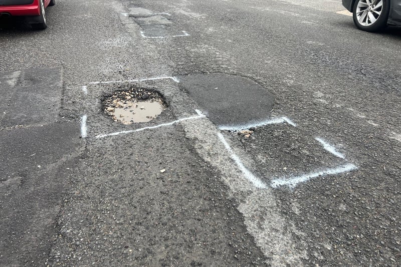 Photos were also sent to Sussex World of ‘three-week old’ potholes in Wiston Avenue – with them clearly marked by chalk to warn motorists.