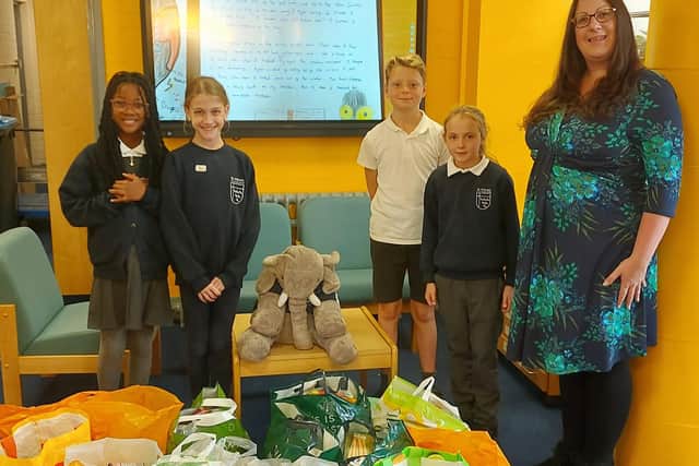 Councillor Rachel Cromie with pupils at St. Wilfrid’s Church of England Primary School in Haywards Heath