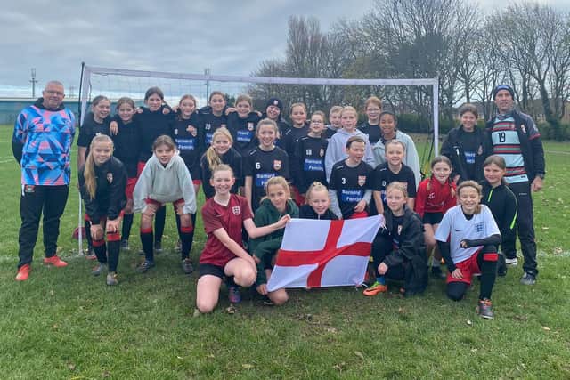 Southwick FC players show their support for England