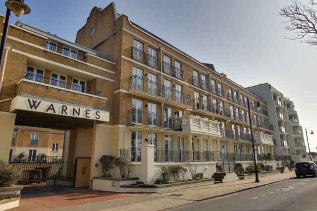 This two-bedroom flat at Warnes, Steyne Gardens, Worthing, has two bathrooms and two reception rooms. It has just come on to the market with Michael Jones Estate Agents at £525,000.