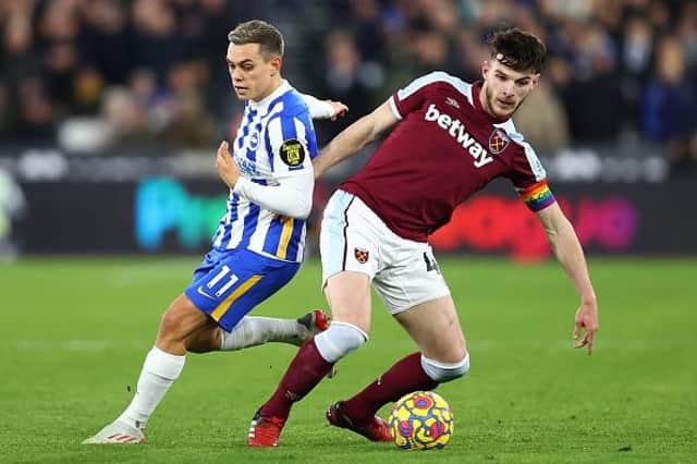 West Ham midfielder Declan Rice is likely to return to the starting XI against Brighton in the Premier League at the London Stadium
