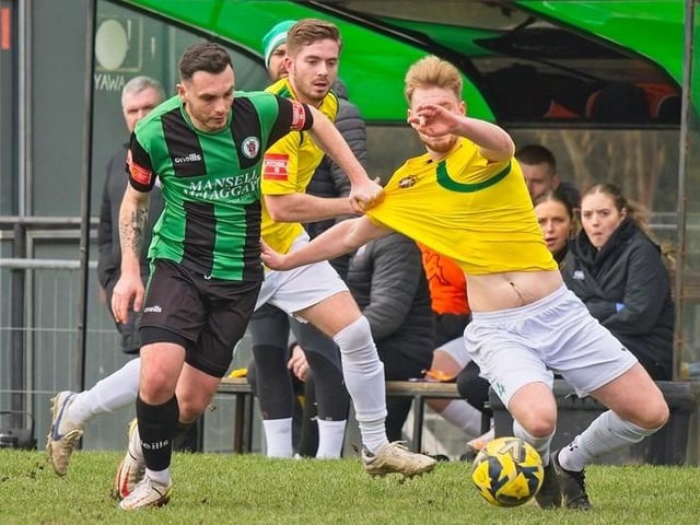 Burgess Hill Bbeat Corinthian 4-1 with two goals from Dan Perry and one each from Dave Martin and Martyn Box. Picture by Chris Neal