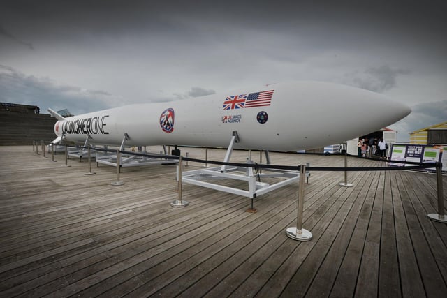 Space for Everyone event on Hastings Pier. The model of Launcher One.