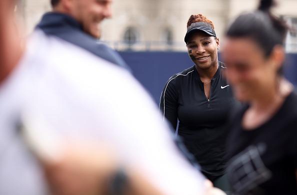 23-times Grand Slam champion Serena Williams in action on the practice courts at Devonshire Park