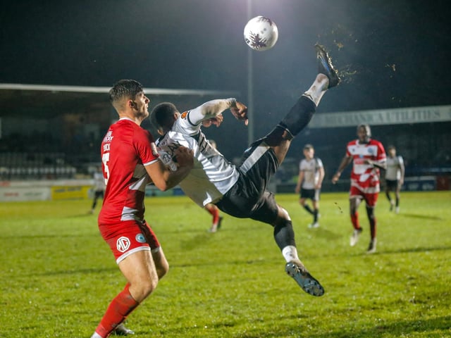Action from Eastbourne Borough's 1-1 draw at Dover