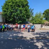 The group of runners at the start of the Parkinson's UK Horsham Branch 4th June 2023 fun run