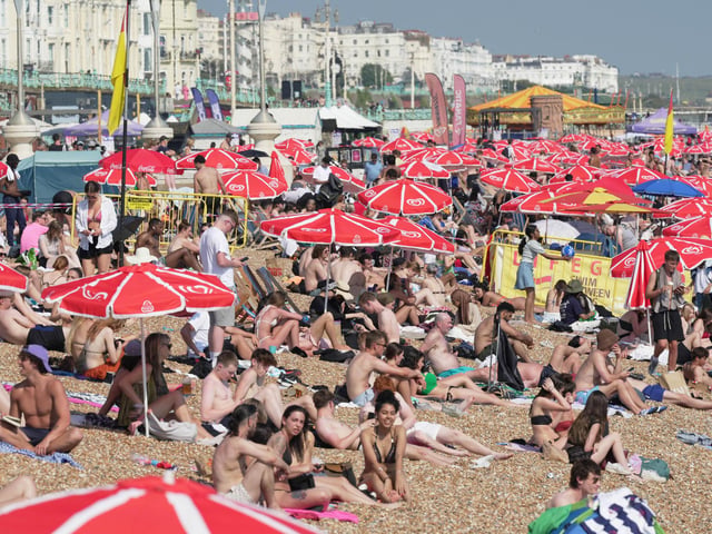 Brighton beach on June 25, 2024 during the heatwave. Picture: Eddie Mitchell