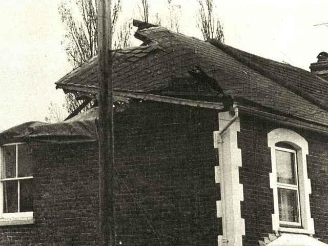 The winds ripped off the roof of 86-year-old Mary Birchmore's home in Newport Road, Burgess Hill