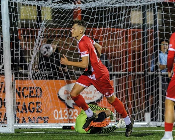 Fletcher Holman has been in goalscoring form for Eastbourne Borough | Picture: Lydia Redman