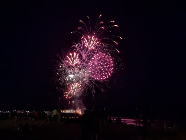 Worthing Lions Festival fireworks were launched from the end of Worthing Pier on July 27, 2024, to a crowd of hundreds on the beach and promenade