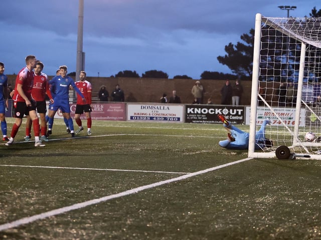 Action from Worthing's 2-0 National South win at Eastbourne Borough