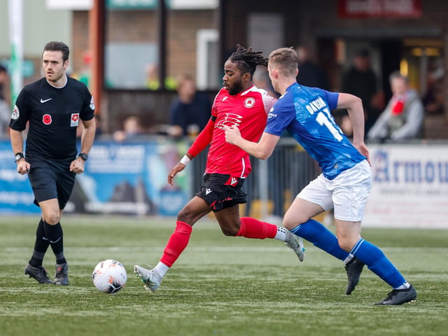 Action from Eastbourne Borough's 1-0 win over St Albans in National League South