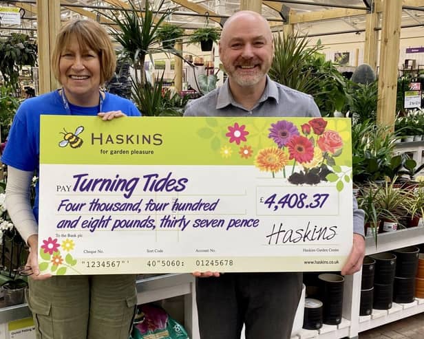 Haskins Roundstone and Turning Tides cheque handover