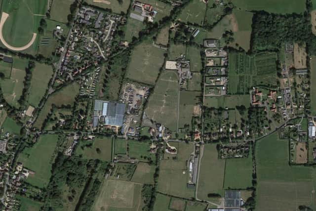 BN/99/22/OUT: Eastmere Stables, Eastergate Lane, Eastergate. Outline permission with all matters reserved, other than access, for 9 No residential dwellings. This application is a Departure from the Development Plan. (Photo: Google Maps)