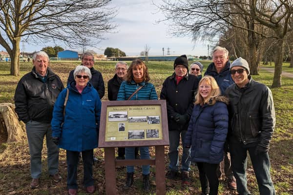 Southwick Society members with Adur district councillor Jim Funnell and John Young at the official unveiling of the new interpretation boards on Southwick Recreation Ground