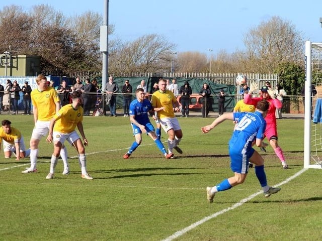 Action from Selsey's 4-3 win over Godalming in the SCFL Division 1