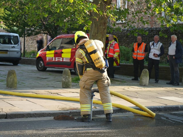 15 photos: smoke rising from West Sussex Cathedral and fire engines, ambulances and police on scene