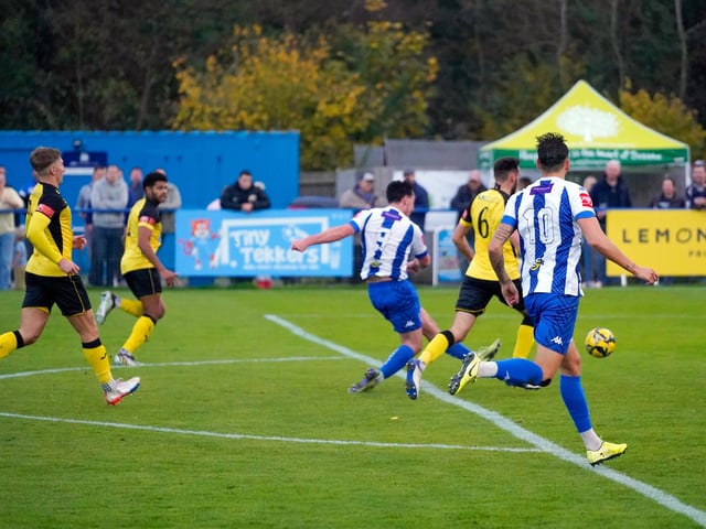 Match action from Saturday's drawn West Sussex derby between Haywards Heath Town and Chichester City in the Isthmian South East