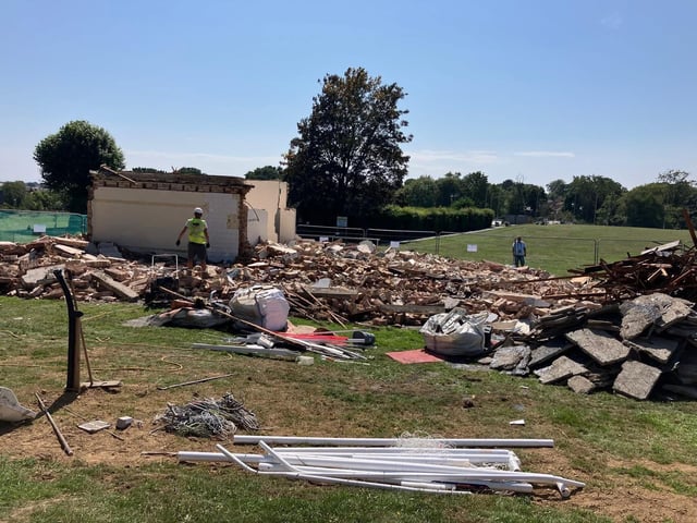 Demolition of the old shower block at Sidley Recreation Ground to make way for the new community hub. Picture: Jeff Penfold