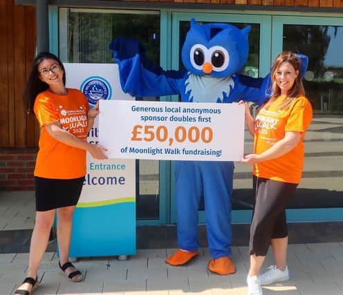 Amba and Eliza from the St Wilfrid’s Hospice fundraising team with Freida the owl, the newest St Wilfrid’s mascot