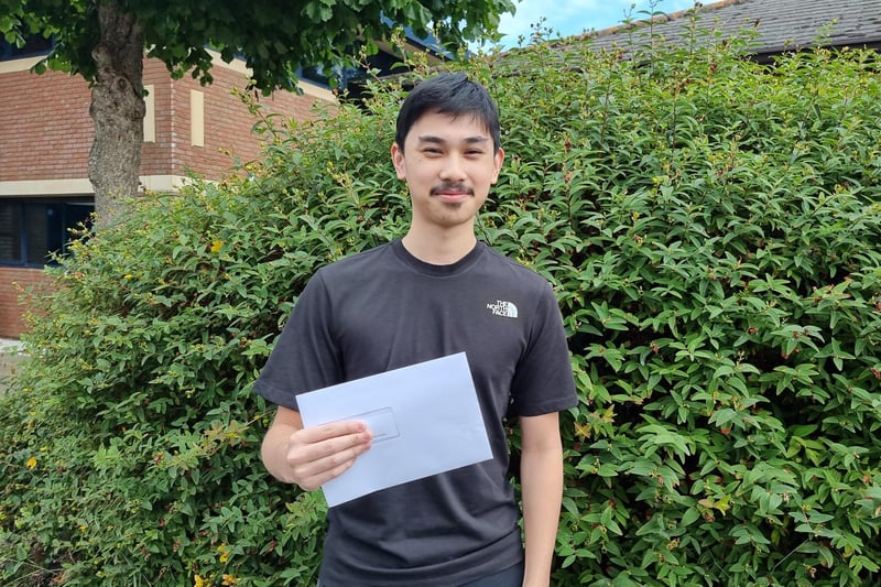 A host of T Level students were also collecting their results today, including Ethan Li – who achieved a Distinction in Digital Support Services. Photo: Chichester College