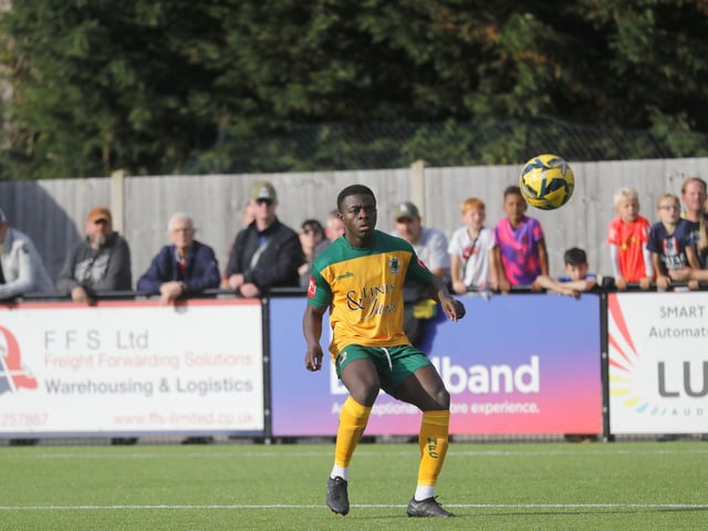 Action from Horsham's 2-0 home defeat to Bishop's Stortford in the Isthmian Premier on Saturday