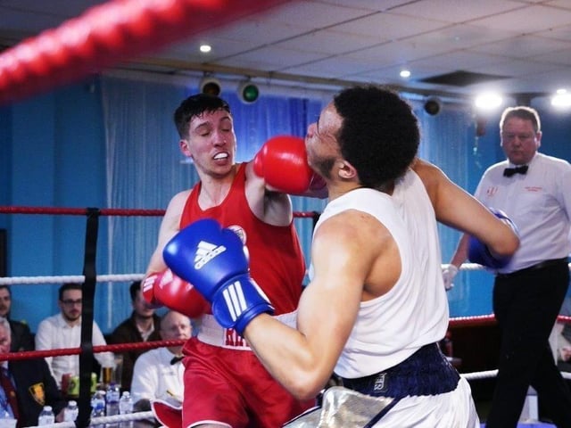 Action from Crawley's junior boxing squad at their annual blockbuster at the Goffs Park Social Club on Sunday. Picture by Max Spanner Photography