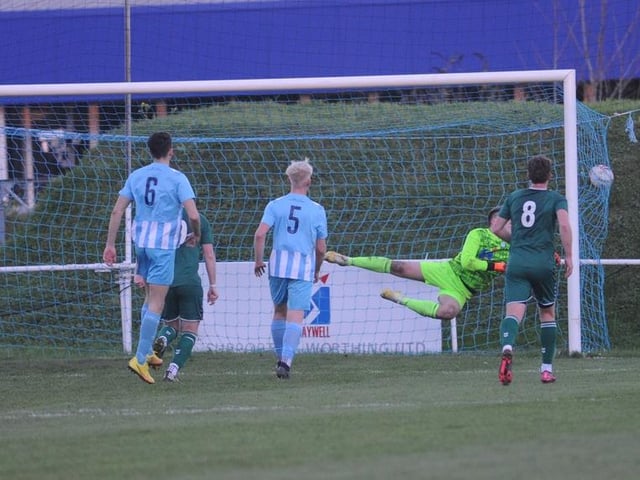 Action from Worthing United's 2-1 home loss to Forest Row in the SCFL division one