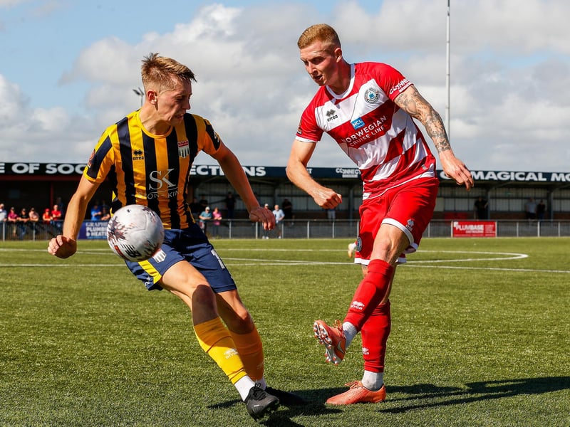 Action from Bath City's 2-1 win at Eastbourne Borough